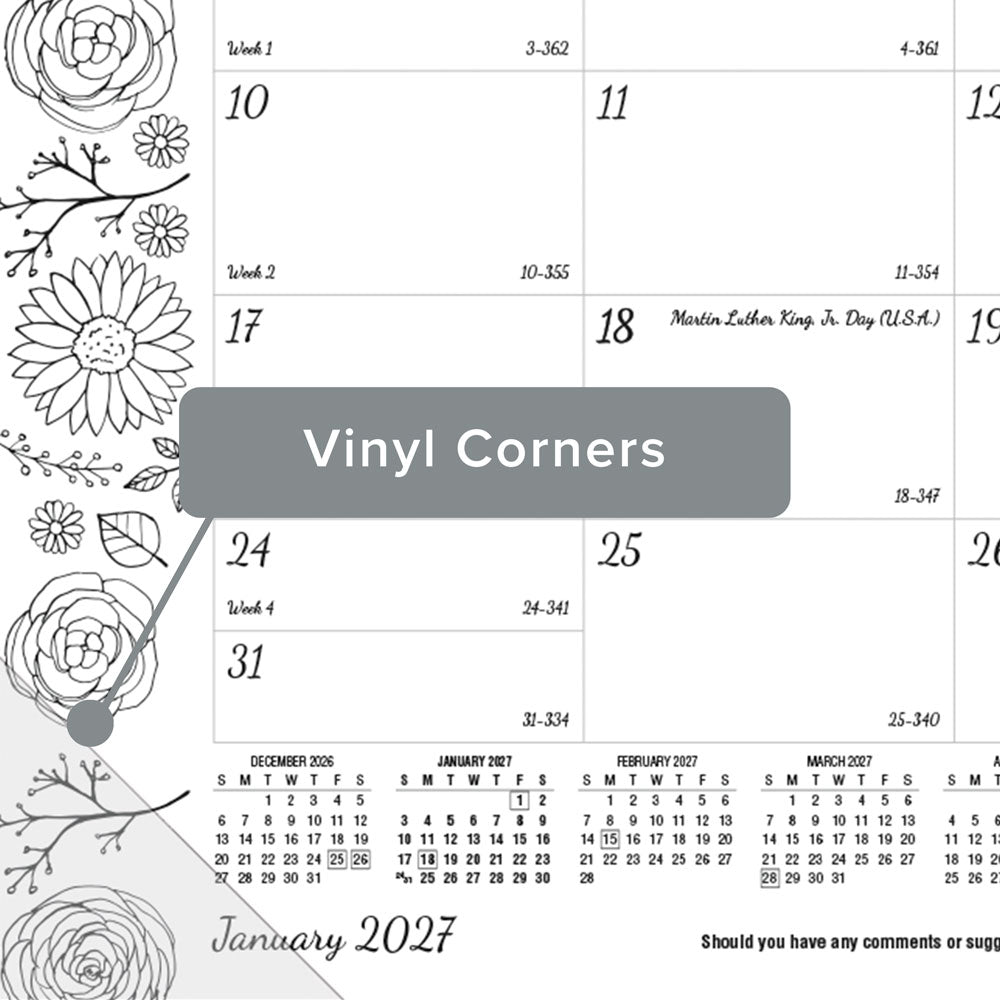 Monthly Desk Pad Calendar, DoodlePlan™, 2027 C2917001-27 Blueline