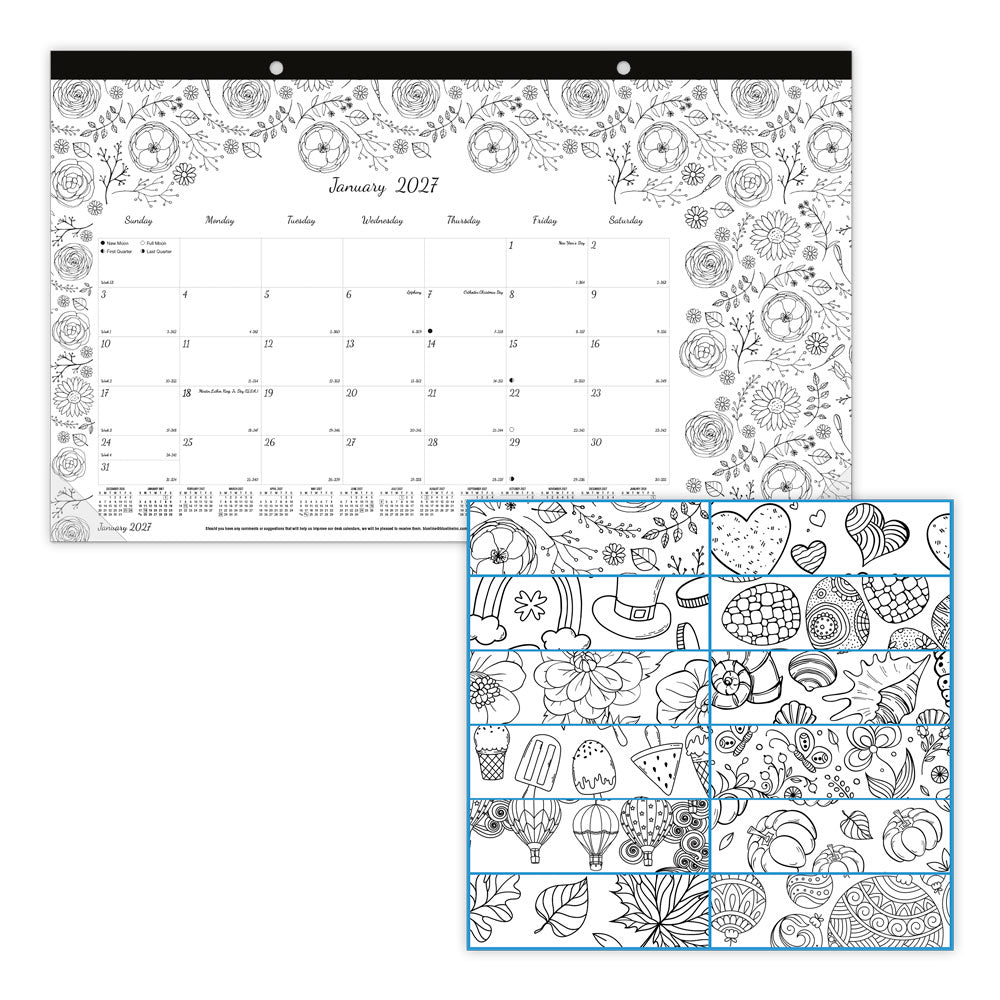 Monthly Desk Pad Calendar, DoodlePlan™, 2027 C2917001-27 Blueline