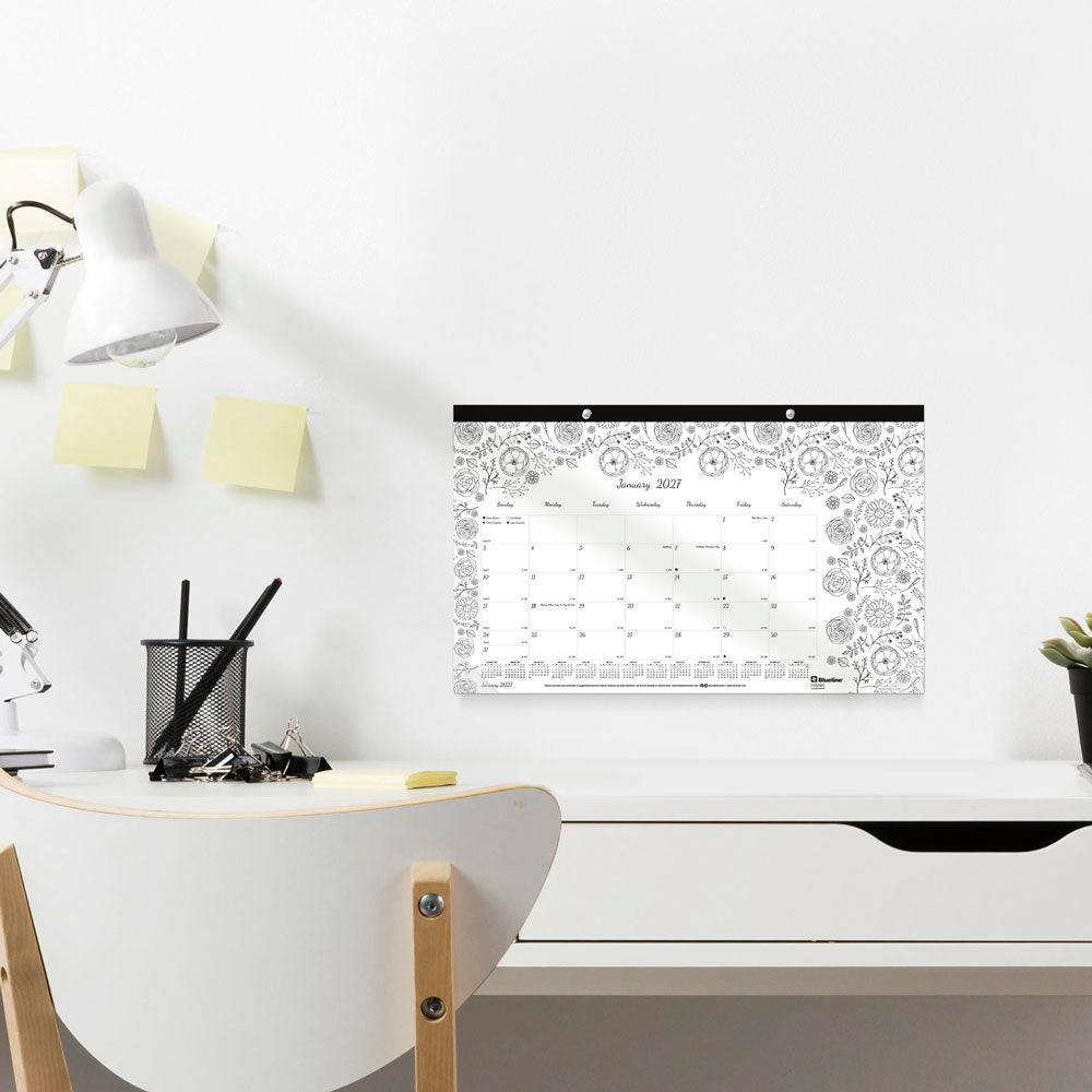 Monthly Desk Pad Calendar, DoodlePlan™, 2027 C2917001-27 Blueline