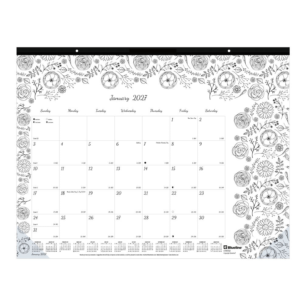 Monthly Desk Pad Calendar, DoodlePlan™, 2027 C2917311-27 Blueline