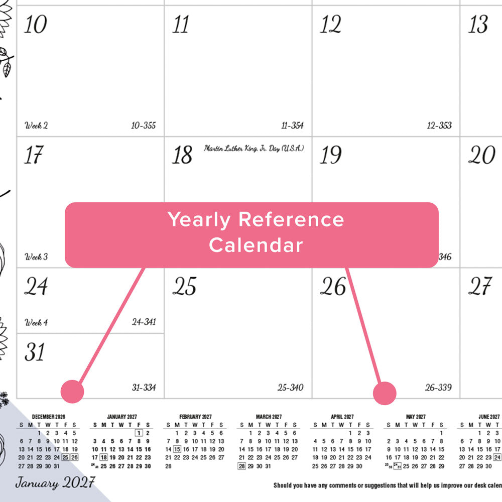 Monthly Desk Pad Calendar, DoodlePlan™, 2027 C2917311-27 Blueline