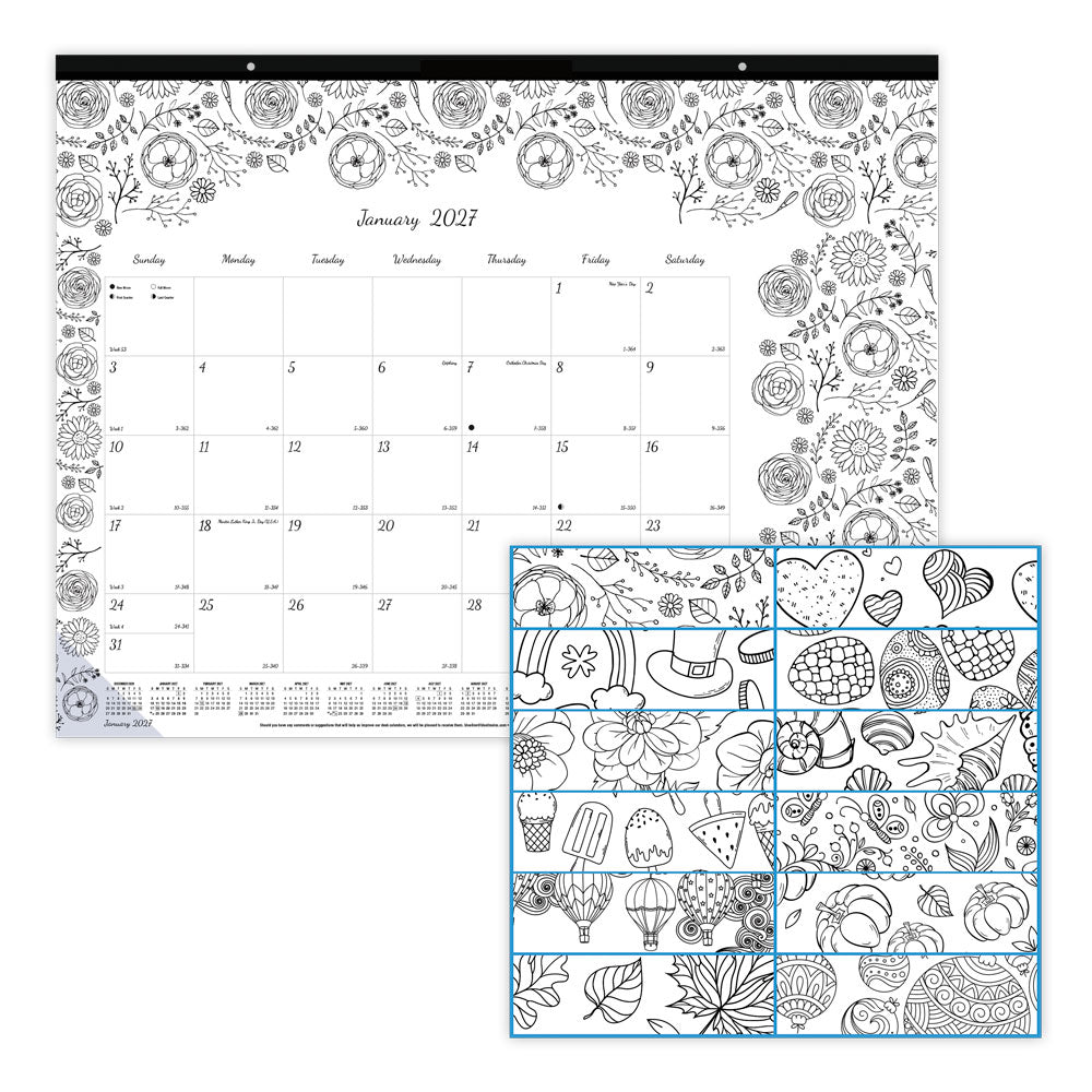 Monthly Desk Pad Calendar, DoodlePlan™, 2027 C2917311-27 Blueline