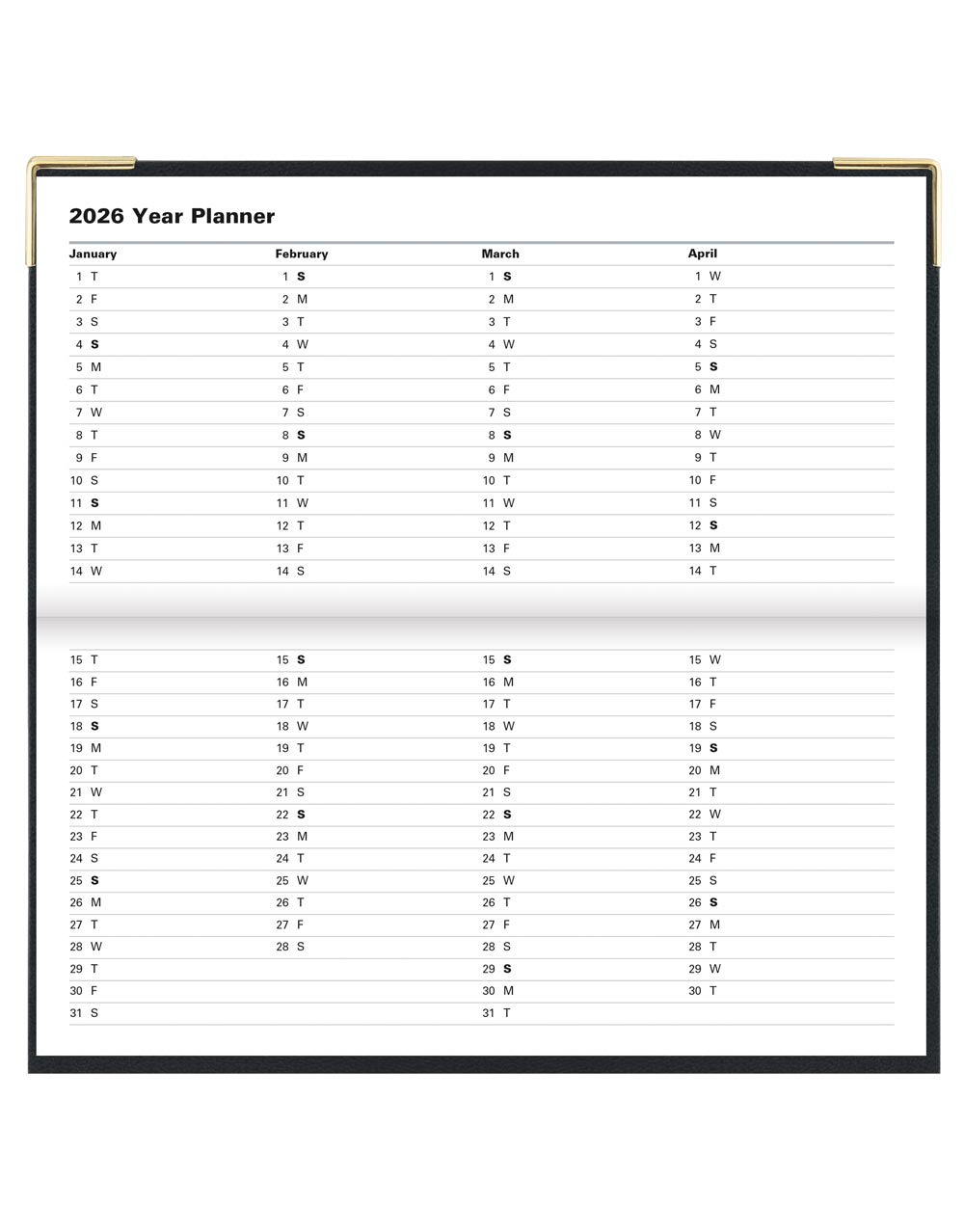 Letts Classic Slim Landscape Week to View Planner with Appointments and Planners 2026 - English 26-C32SBK #color_black