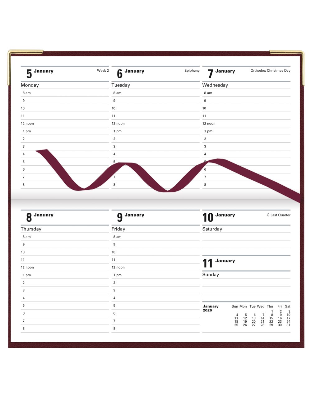 Letts Classic Slim Landscape Week to View Planner with Appointments and Planners 2026 - English 26-C32SBY #color_burgundy