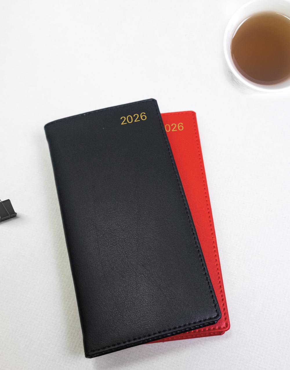 Letts of London Belgravia Slim Landscape Week to View Leather Diary with Appointments and Planners 2026 Black 26-C33SBK #color_black