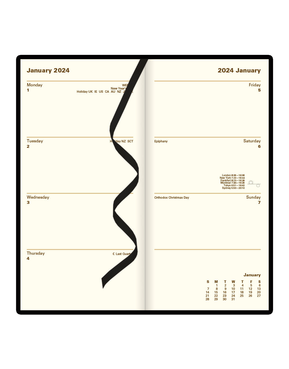 Signature Slim Week to View Leather Diary with Planners 2024 - English#color_black