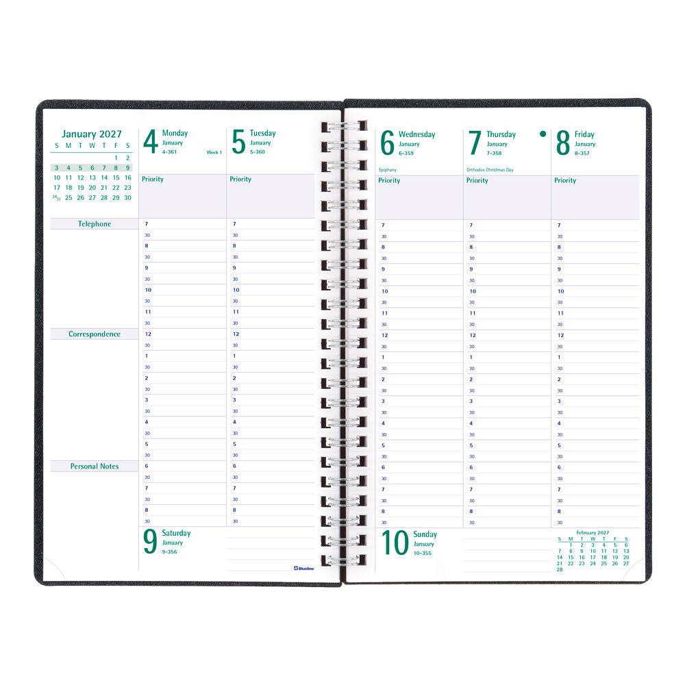 DuraFlex Weekly/Monthly Appointment Book, 2027, 13 Months Black C5910V.81T-27 Blueline#color_black