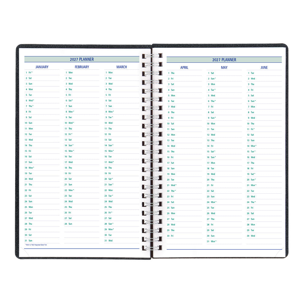 DuraFlex Weekly/Monthly Appointment Book, 2027, 13 Months Black C5910V.81T-27 Blueline#color_black