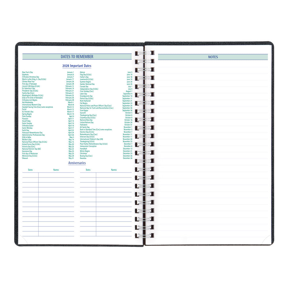 DuraFlex Weekly/Monthly Appointment Book, 2027, 13 Months Black C5910V.81T-27 Blueline#color_black