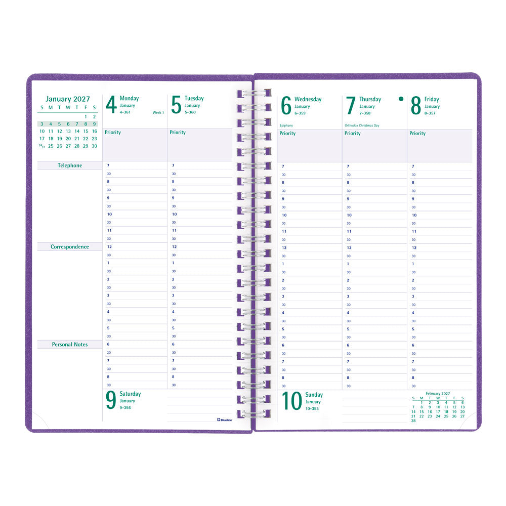 DuraFlex Weekly/Monthly Appointment Book, 2027, 13 Months Purple C5910V.86T-27 Blueline#color_purple