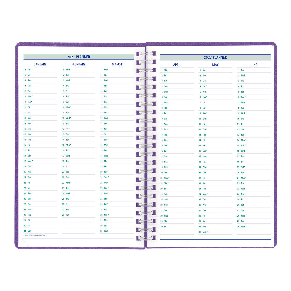 DuraFlex Weekly/Monthly Appointment Book, 2027, 13 Months Purple C5910V.86T-27 Blueline#color_purple