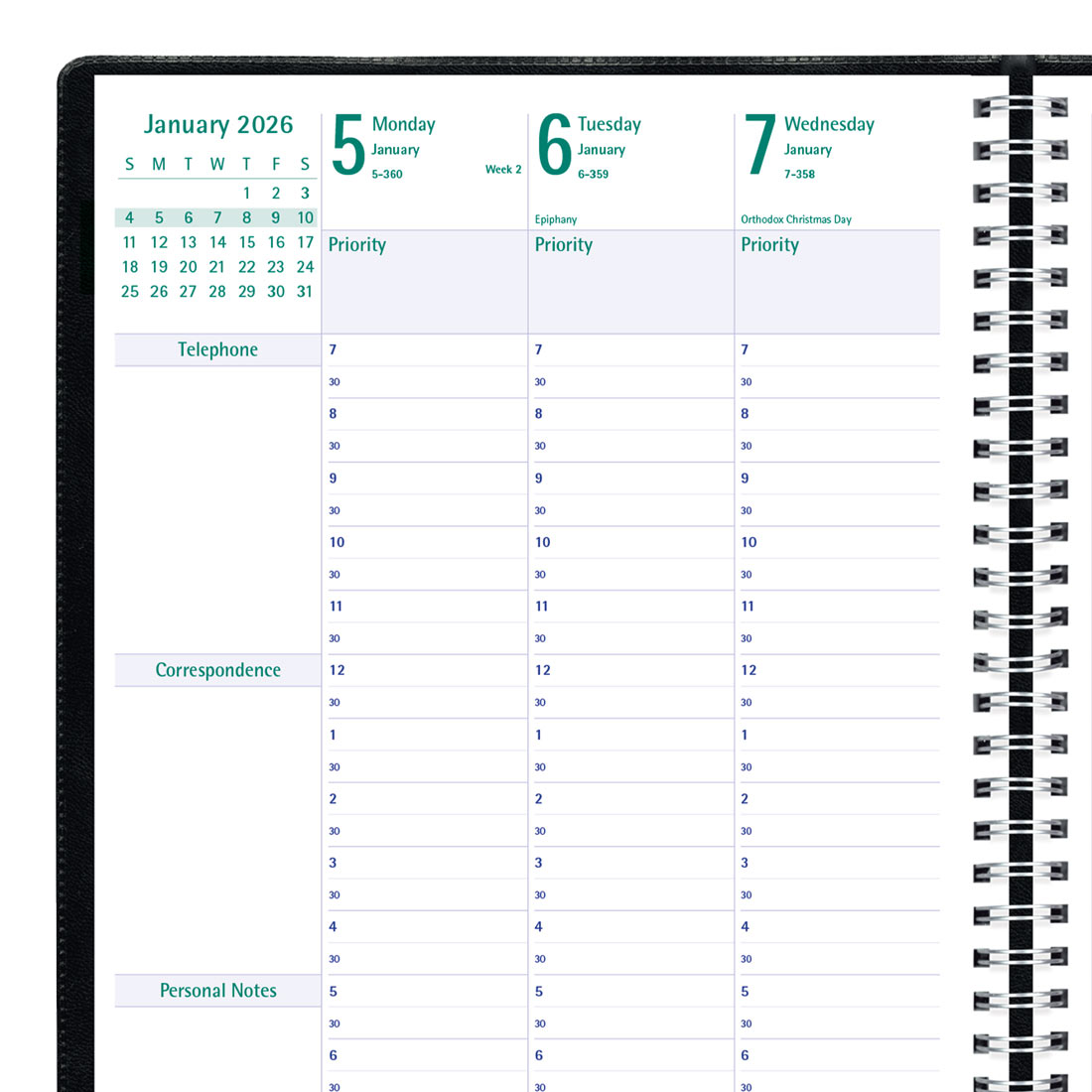 Timanager® Weekly Planner 2026, Black (C5930.81T-26)