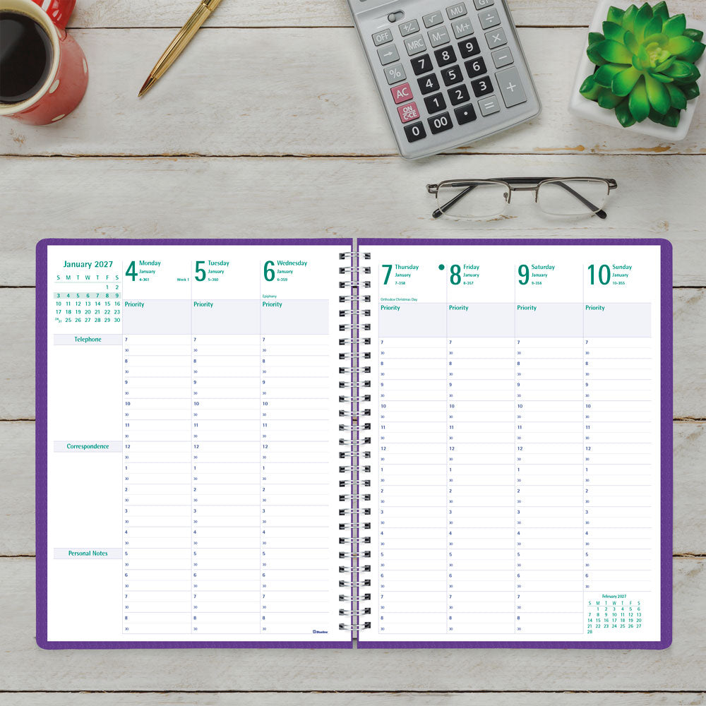 DuraFlex Weekly/Monthly Appointment Book, 2027 - 13 Months C5930V.86T-27 #color_purple