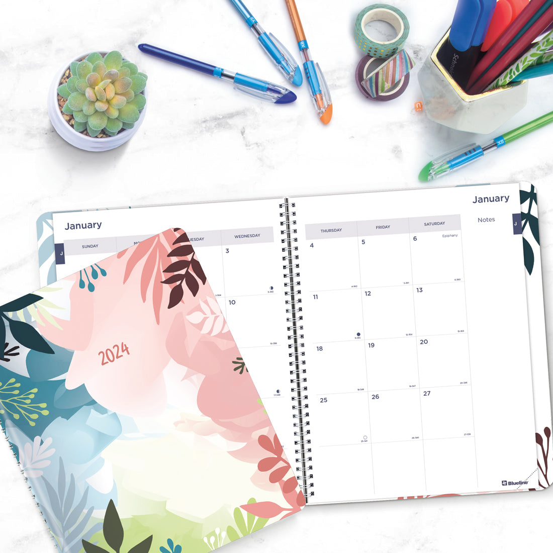 Watercolor Monthly Planner 2024