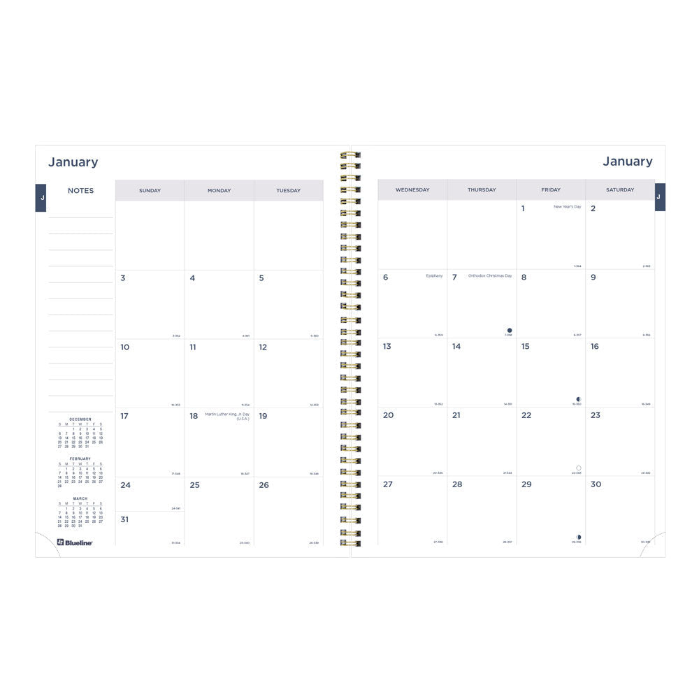 Minimalist Monthly Planner, 2027, 14 Months, Assorted Designs C701PT.ASX-27 Blueline