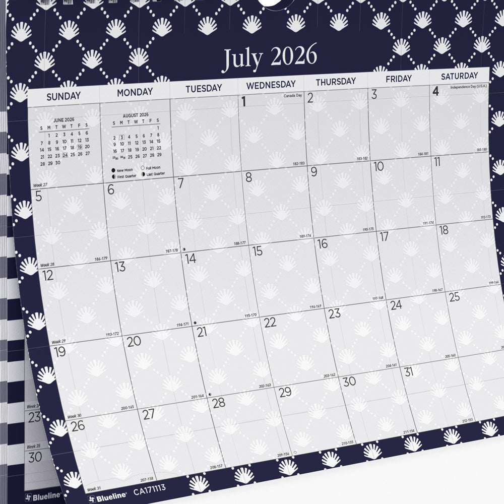 Academic Monthly Small Wall Calendar 2027, English, Nautical (CA171113-27)