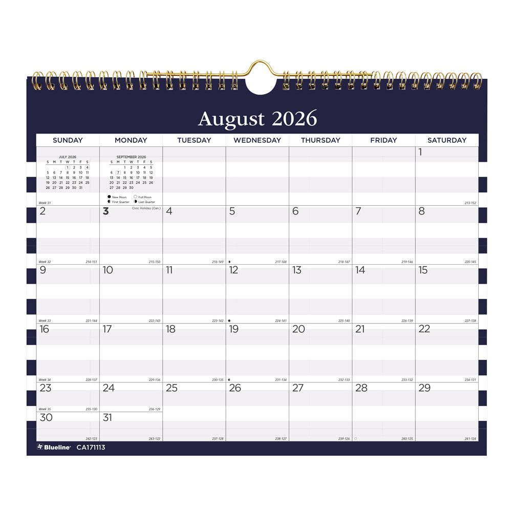 Academic Monthly Small Wall Calendar 2027, English, Nautical (CA171113-27)