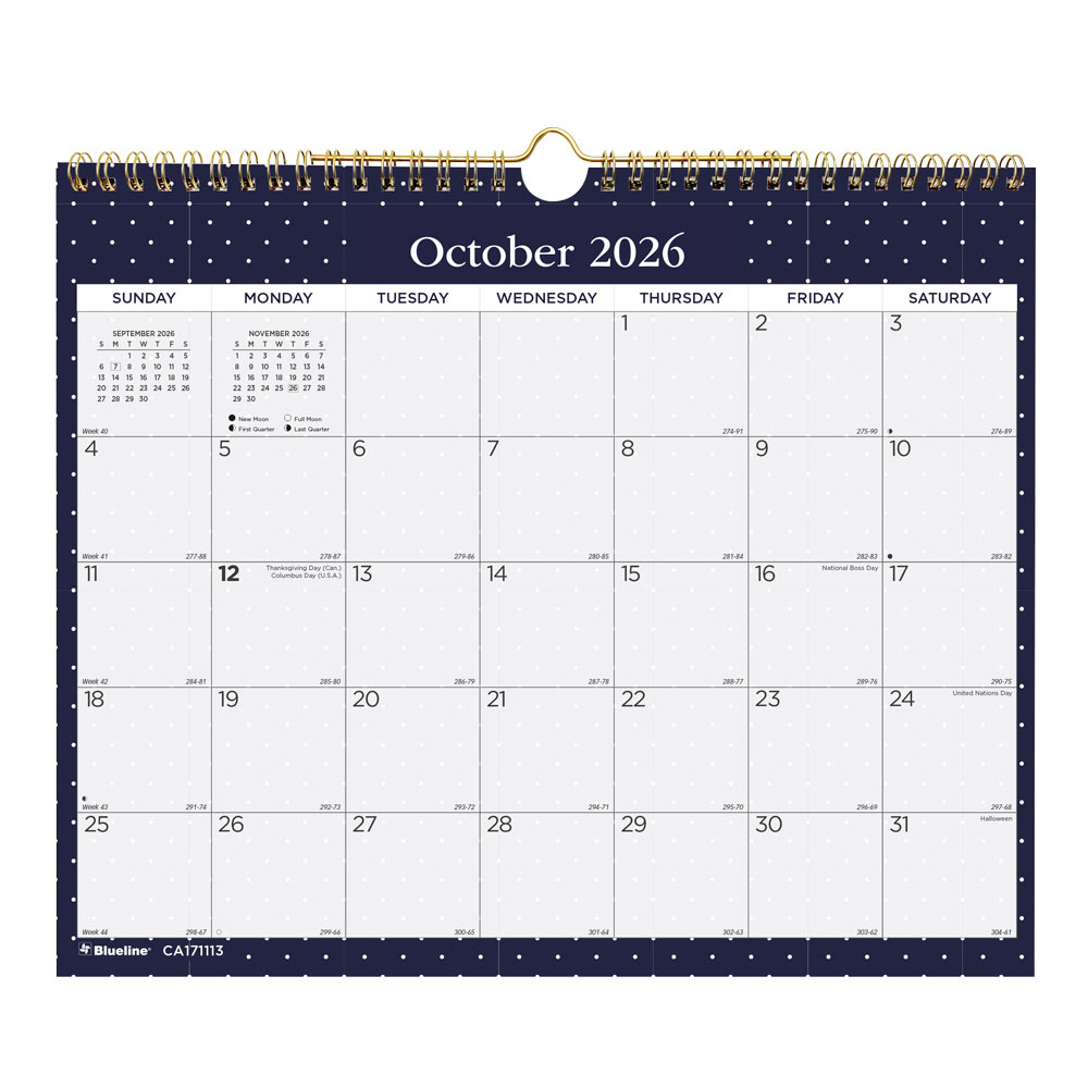 Academic Monthly Small Wall Calendar 2027, English, Nautical (CA171113-27)