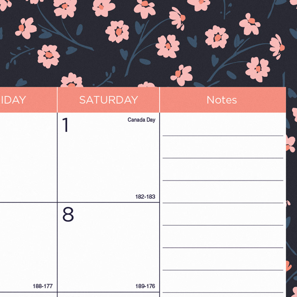 18-Month Academic Monthly Desk Pad Calendar, Blossom, 2026 - 2027, English (CA1716BD-27)