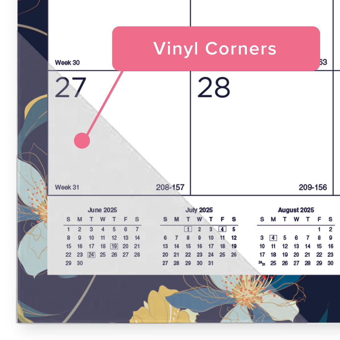 Academic 18-Month Desk Pad Calendar, Blossom, 2025-2026, Blueline CA1716BD-26 #color_default-title
