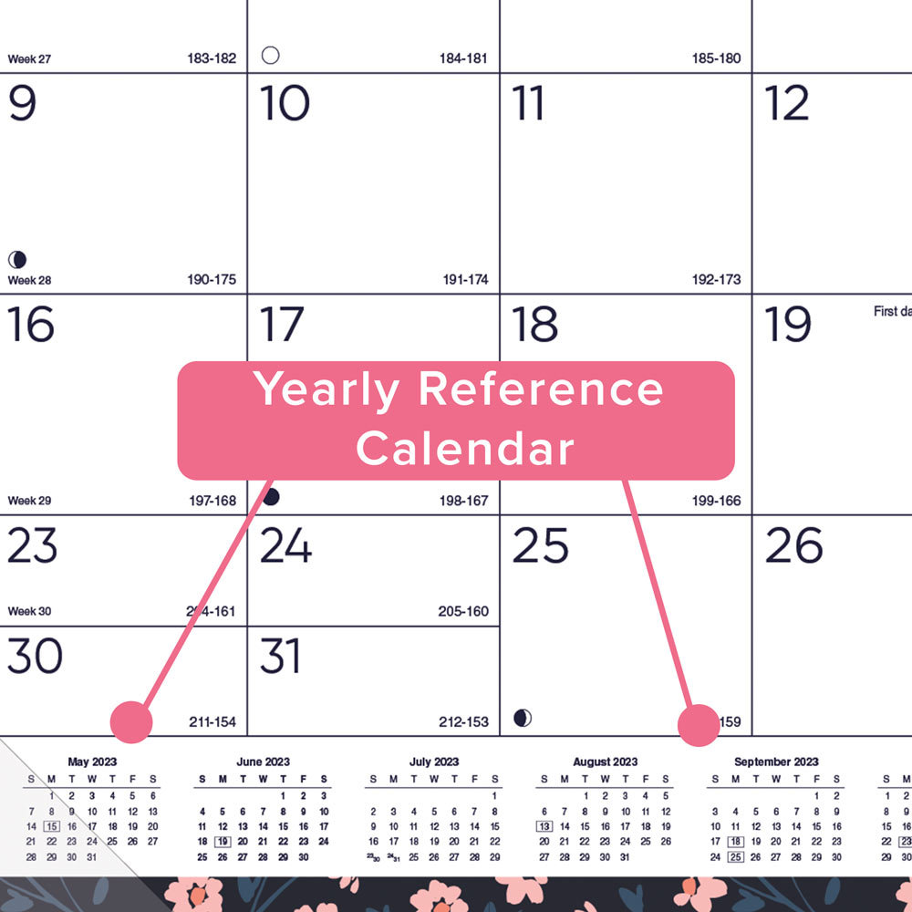 18-Month Academic Monthly Desk Pad Calendar, Blossom, 2026 - 2027, English (CA1716BD-27)