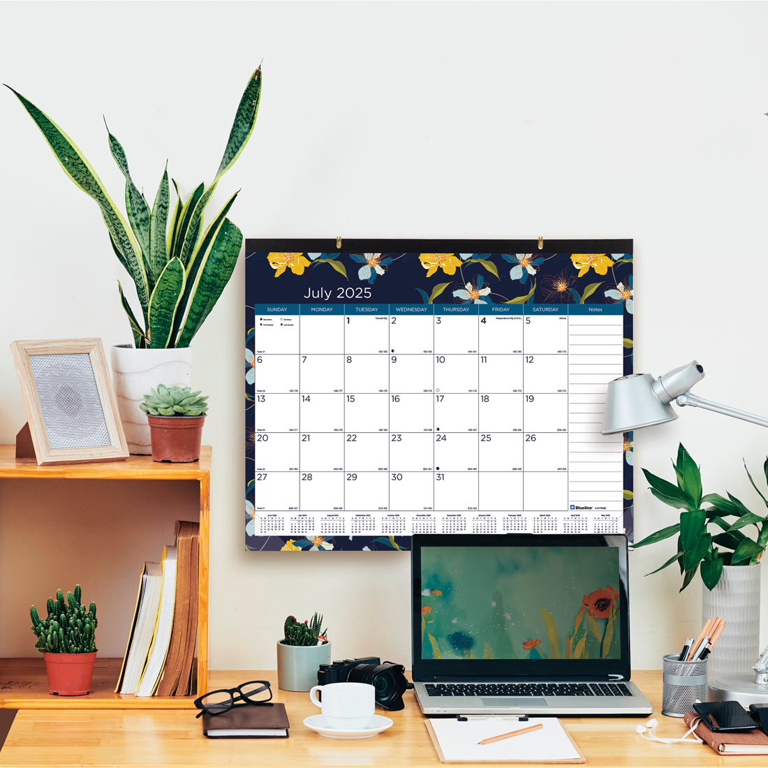 Academic 18-Month Desk Pad Calendar, Blossom, 2025-2026, Blueline CA1716BD-26 #color_default-title
