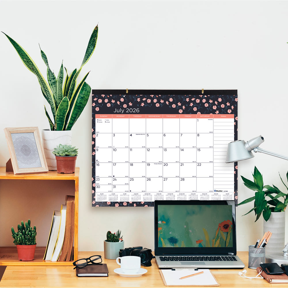 18-Month Academic Monthly Desk Pad Calendar, Blossom, 2026 - 2027, English (CA1716BD-27)