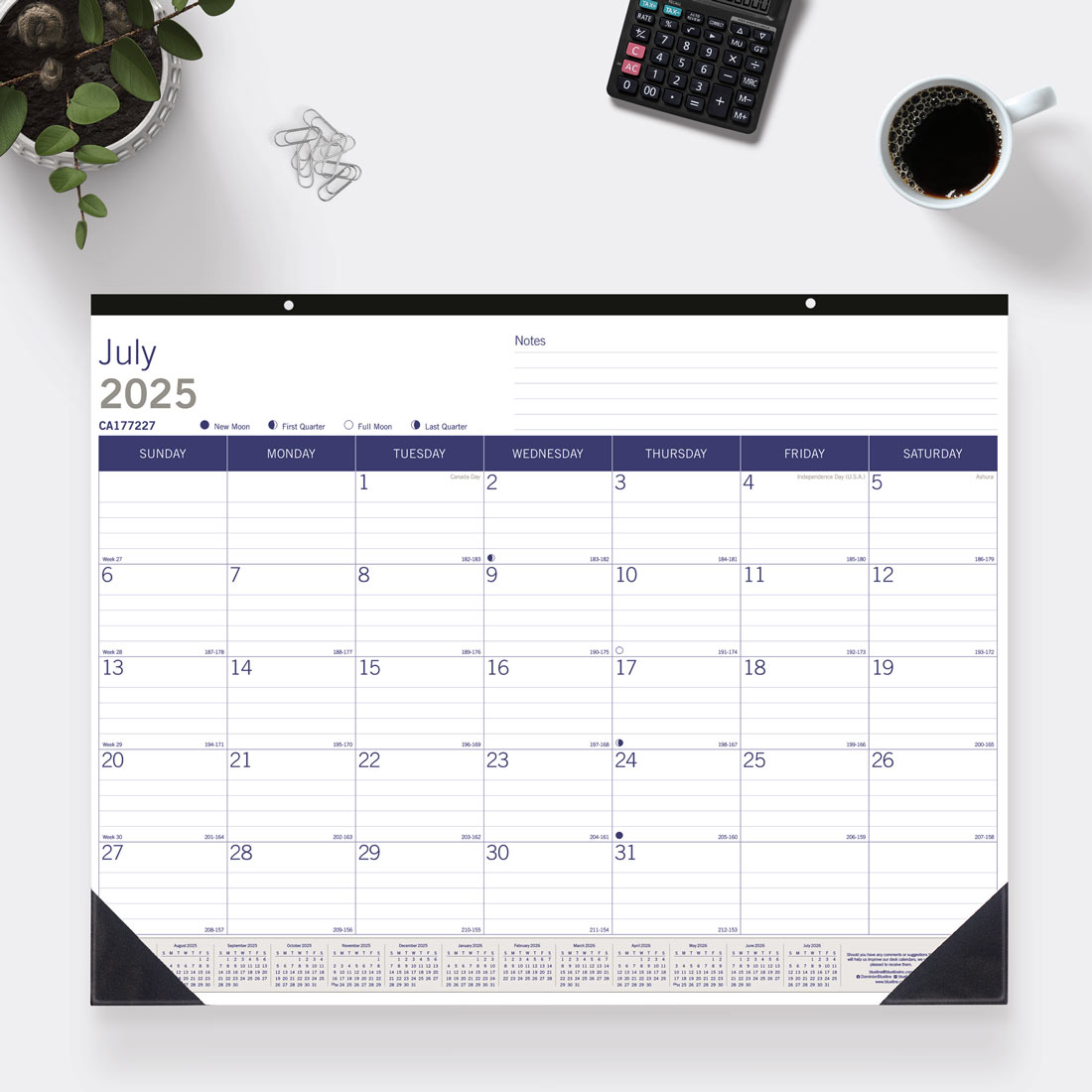 DuraGlobe™ Academic Monthly Desk Pad, Bamboo, 2025-2026, Blueline CA177227-26 #color_default-title