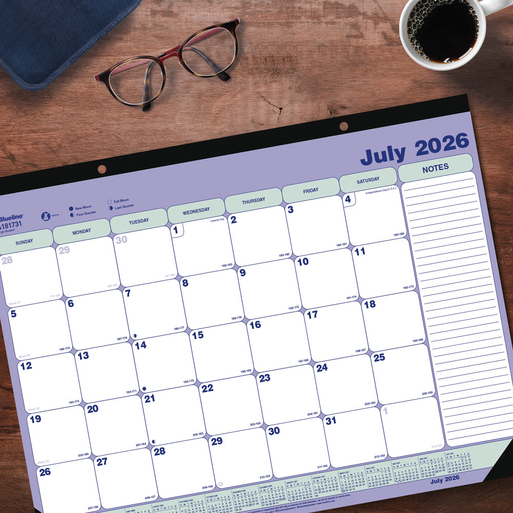 Academic Monthly Desk Pad Calendar, Classic, 2026 - 2027 CA181731-27