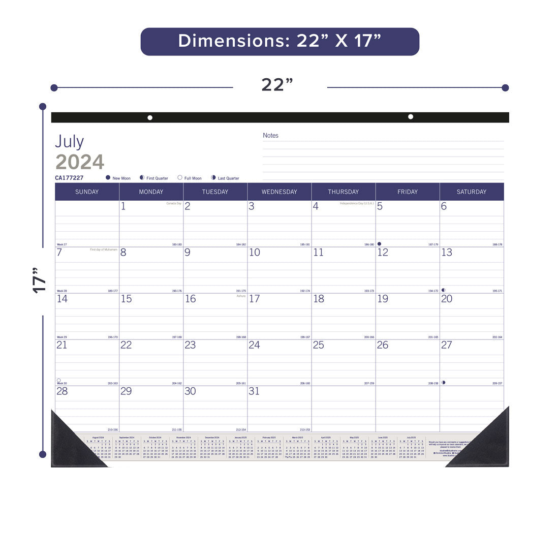 DuraGlobe™ Academic Monthly Desk Pad 2024-2025, CA177227