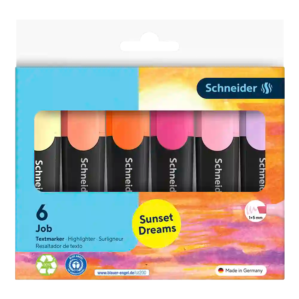 Schneider Job Pastel Highlighters, Sunset Dreams, Wallet 6 pieces - Assorted