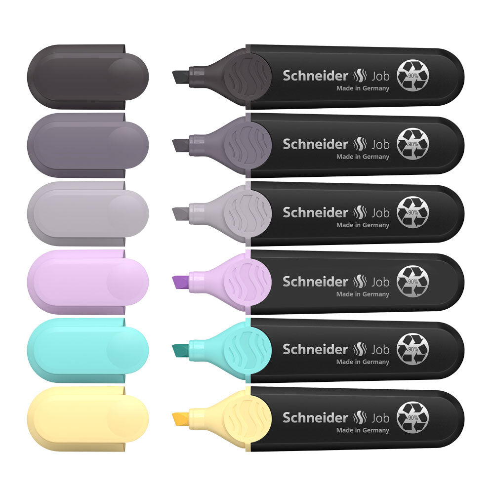 Job Pastel Highlighters (Gray Edition), Wallet 6 pieces - Assorted