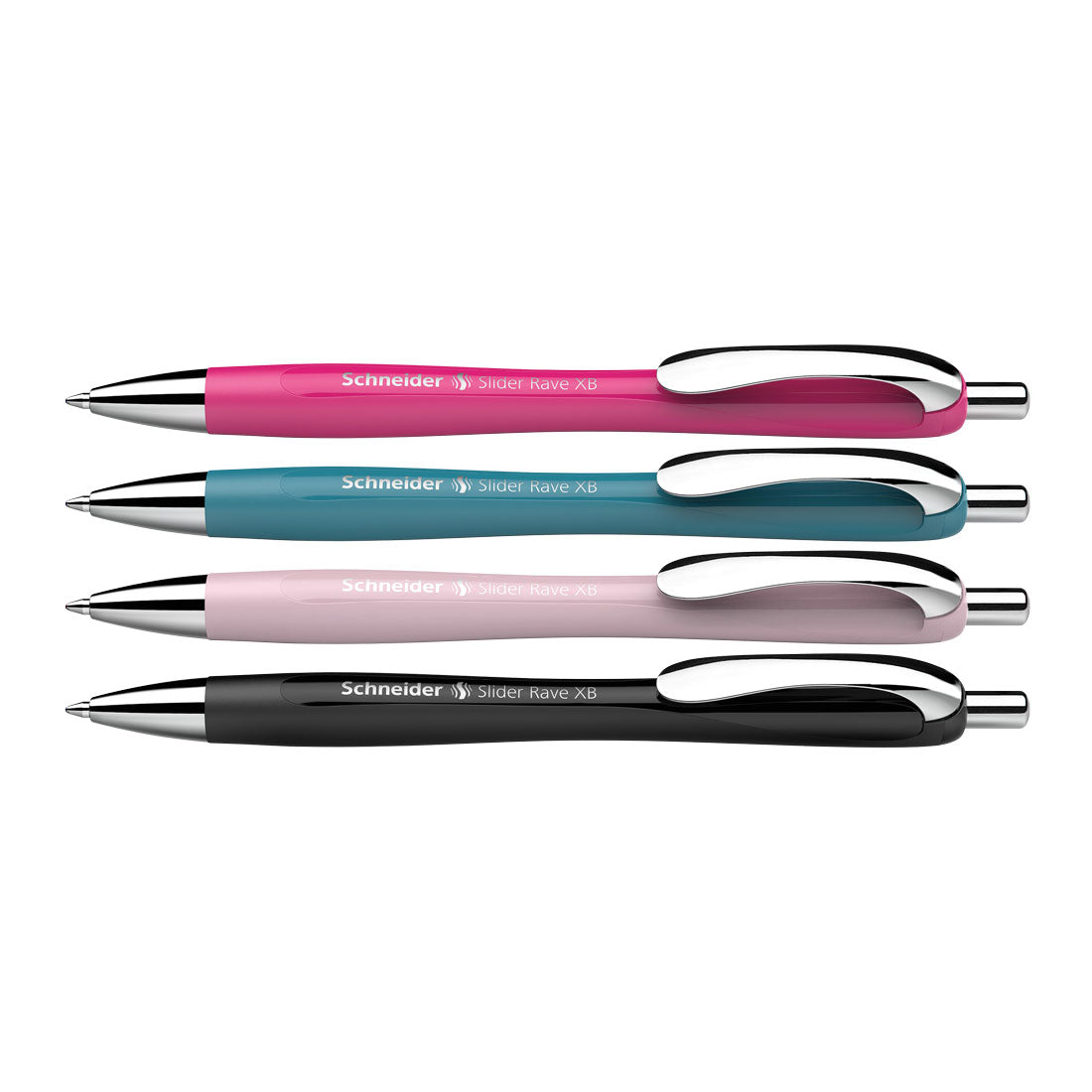 Schneider Rave Retractable Ballpoint Pen XB, Special Limited Edition, Blue Ink, Promo Set of 3 Units + 1 FREE Pen 132564