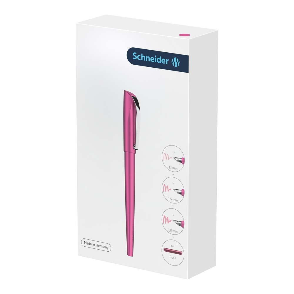 Schneider Callissima Calligraphy Set - Metallic Pink Fountain Pen & Rose Ink