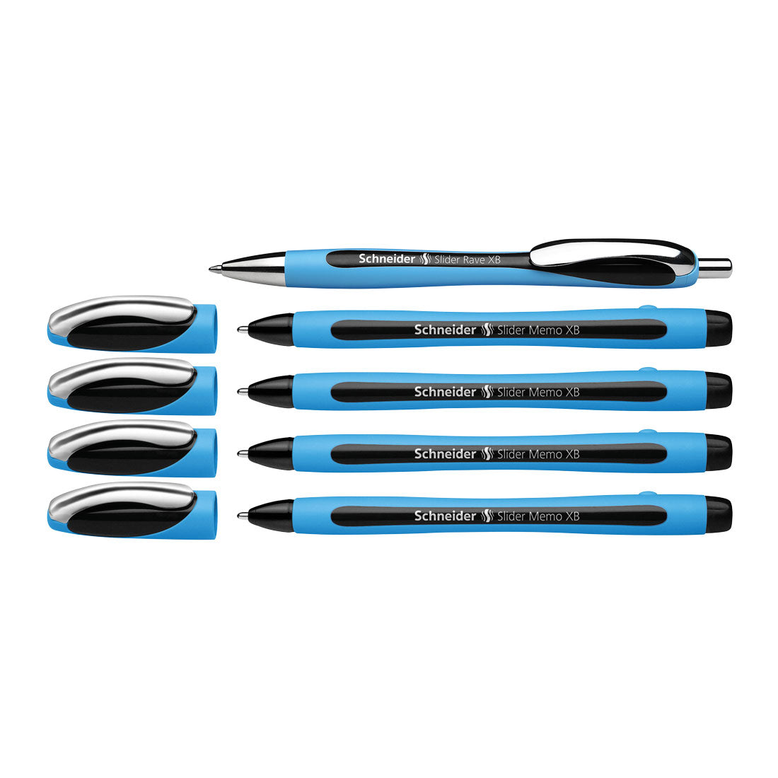Schneider Memo Ballpoint Pens XB,Black Ink, Promo Set of 4 Units + 1 FREE Rave 150245