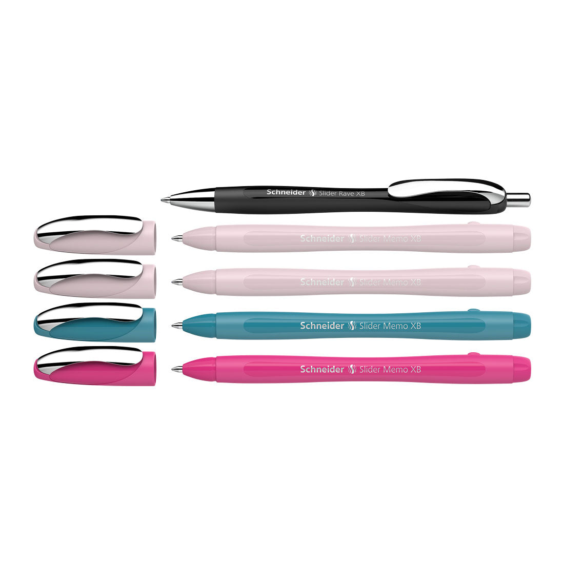 Schneider Memo Ballpoint Pens XB,Special Limited Edition, Blue Ink, Promo Set of 4 Units + 1 FREE Rave 150255