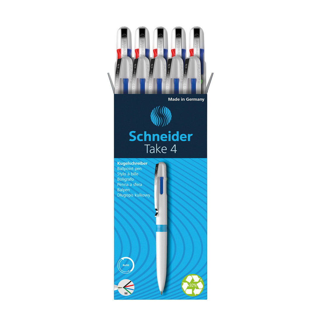 Take 4 Multi 4- Color Ballpoint Pen M, Box of 10 units - White/Blue