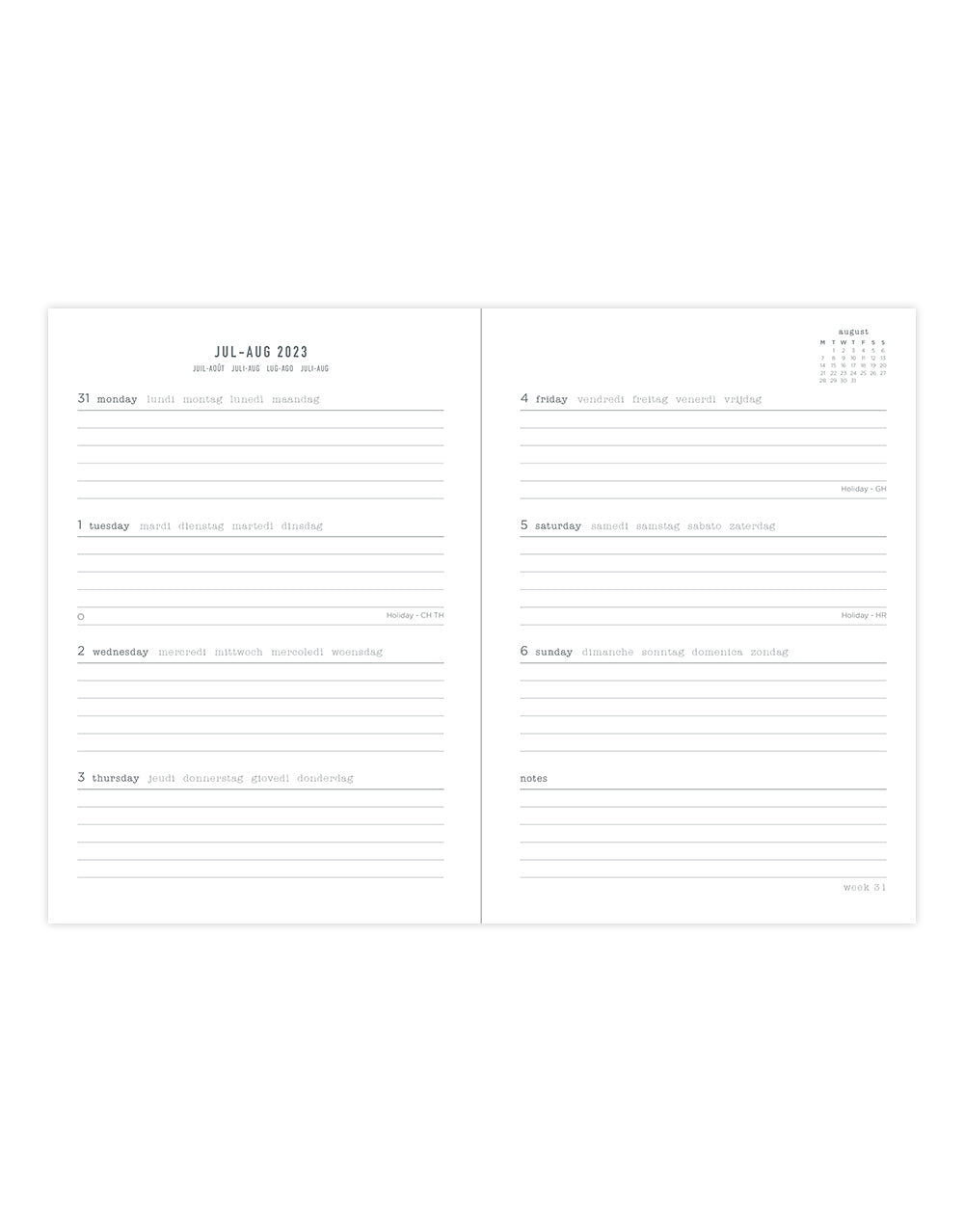Zodiac A5 Week to View Planner 2023-2024 - Multilanguage - Sky - Letts of London#color_zodiac-sky