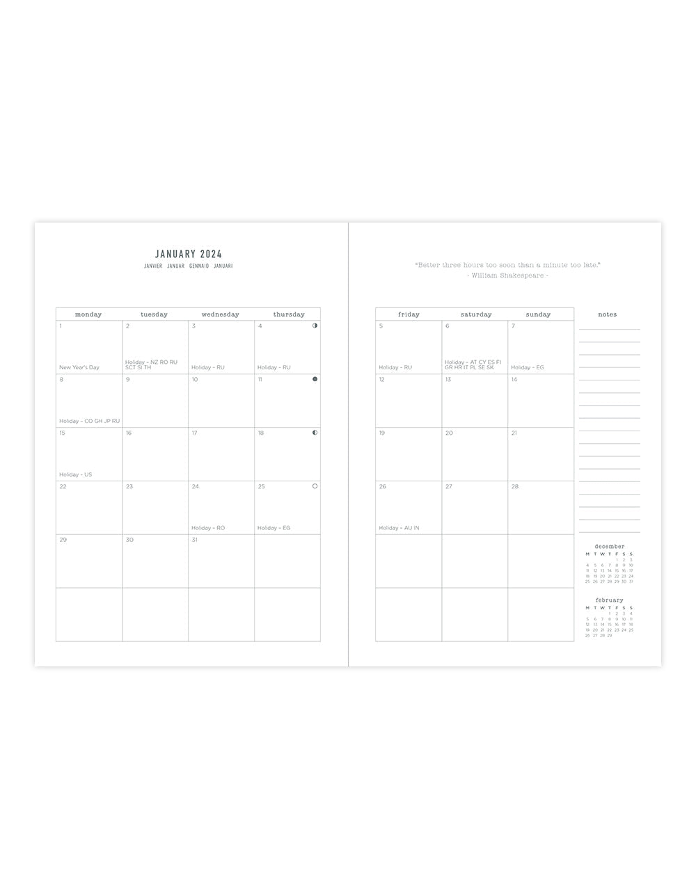 Spring Valley A5 Week to View Diary 2024 - Multilanguage#color_spring-valley-green