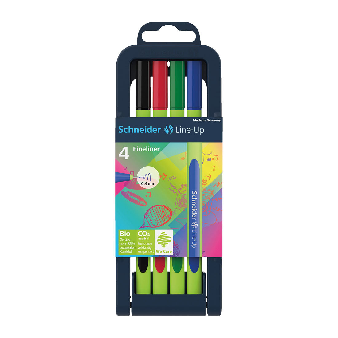 Line-Up Fineliners 0.4mm with Case stand, 4 pieces