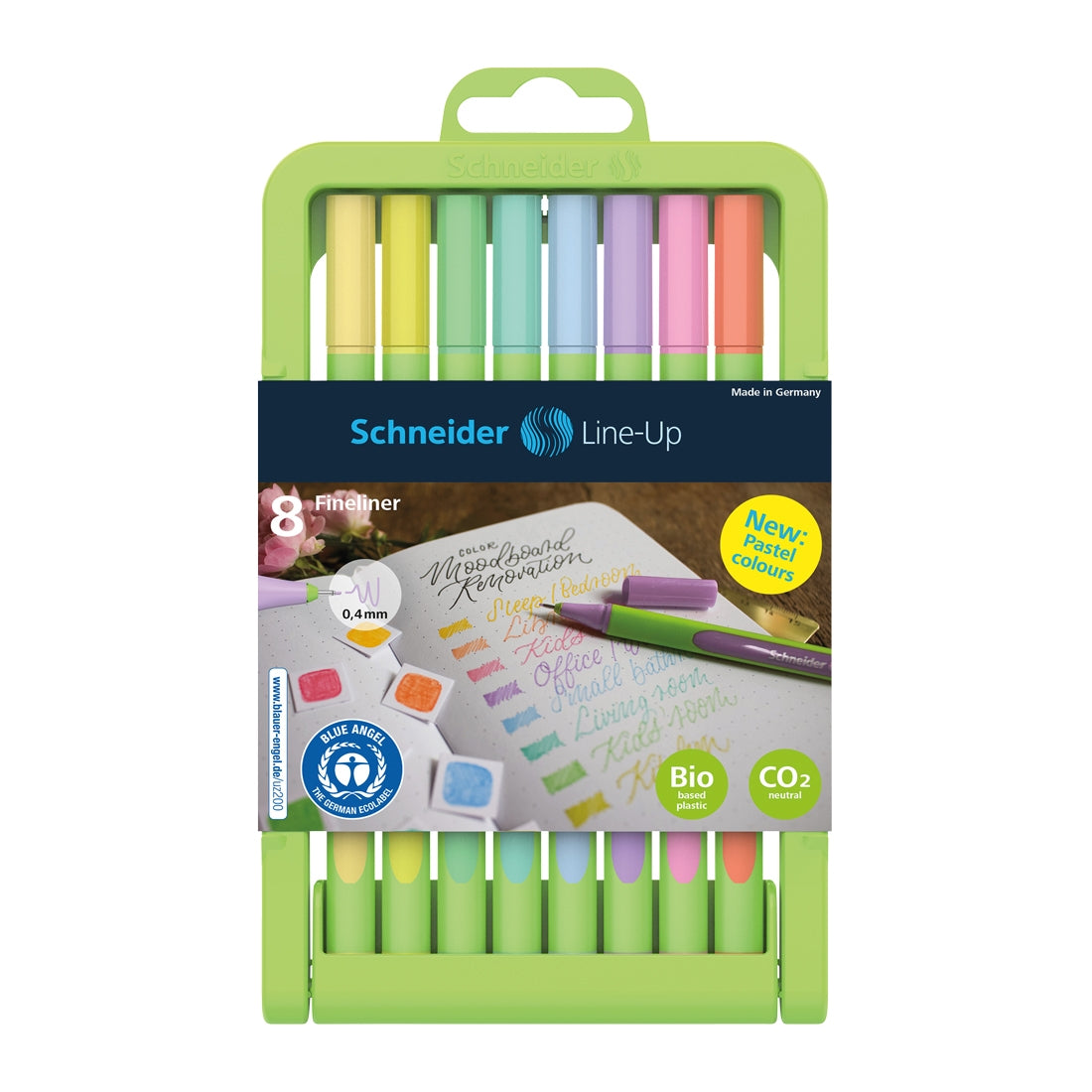 Line-Up Pastel Fineliners 0.4mm with Case stand, 8 pieces